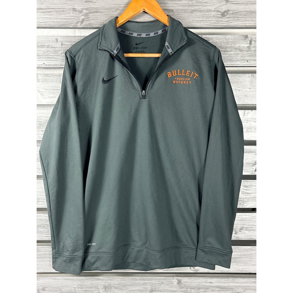 Nike Dri-FIT Mens 1/4 Zip Pullover Charcoal Grey Bulleit Whiskey Bourbon  L/M